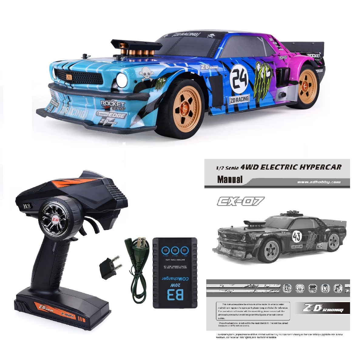 ZD Racing EX-07 1/7 SCALE 4WD ELECTRIC HYPERCAR